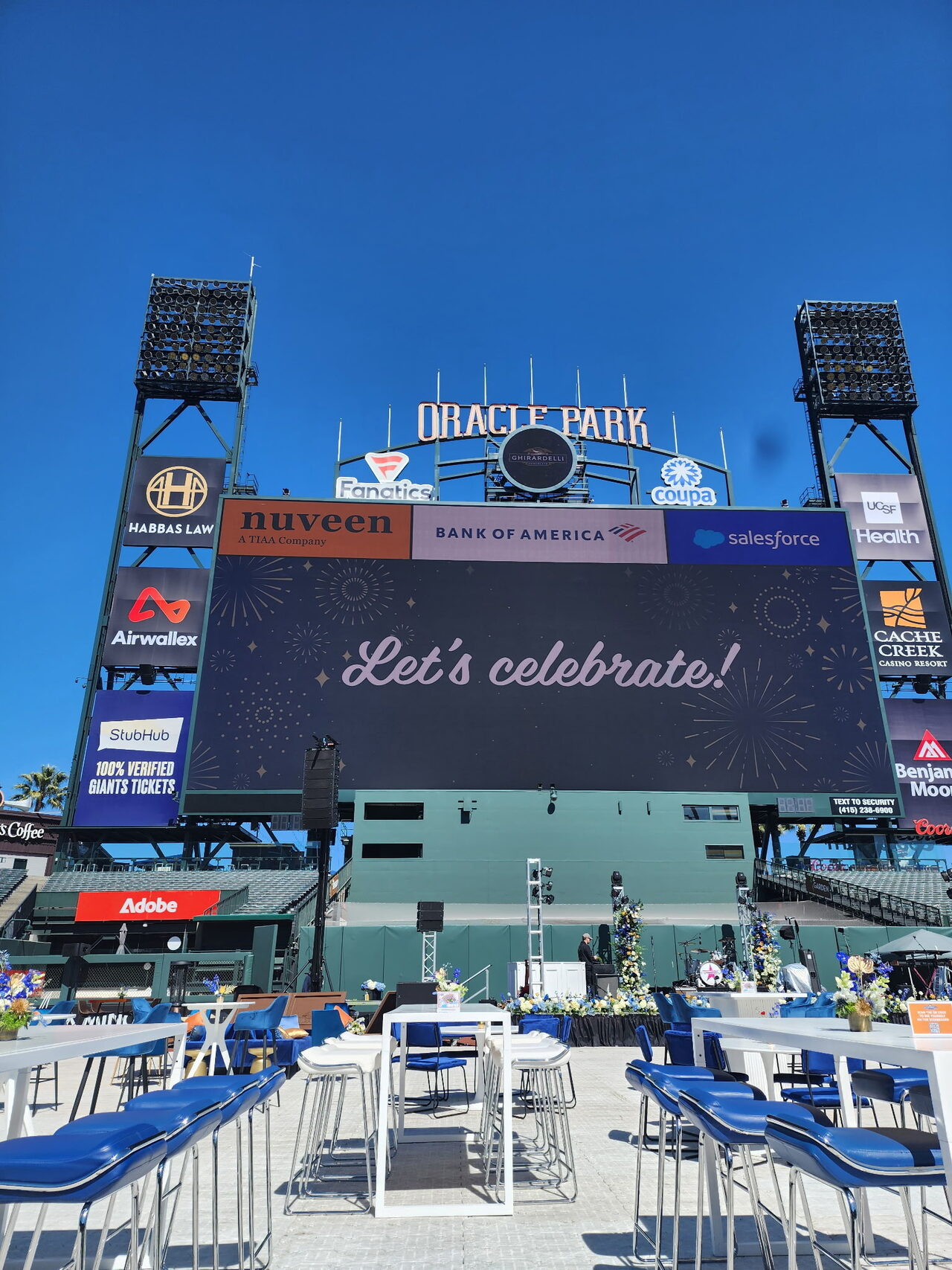 Casino party setup at a Salt Lake City venue with custom celebration signage
