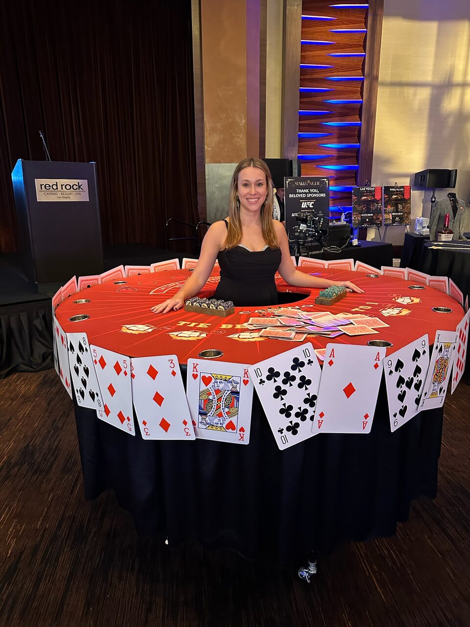 Dealer running a blackjack table at a Utah gala casino night
